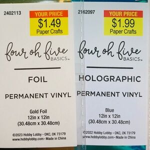 5 for $10: 2 Vinyl Sheets Four Oh Five Basics Gold and Blue Vinyl Sheets